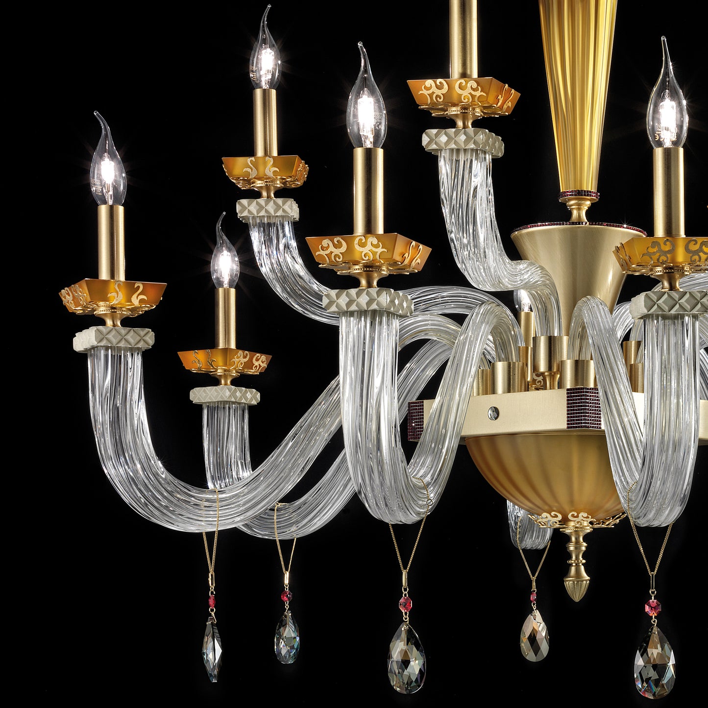 Elegant Amber Glass Chandelier