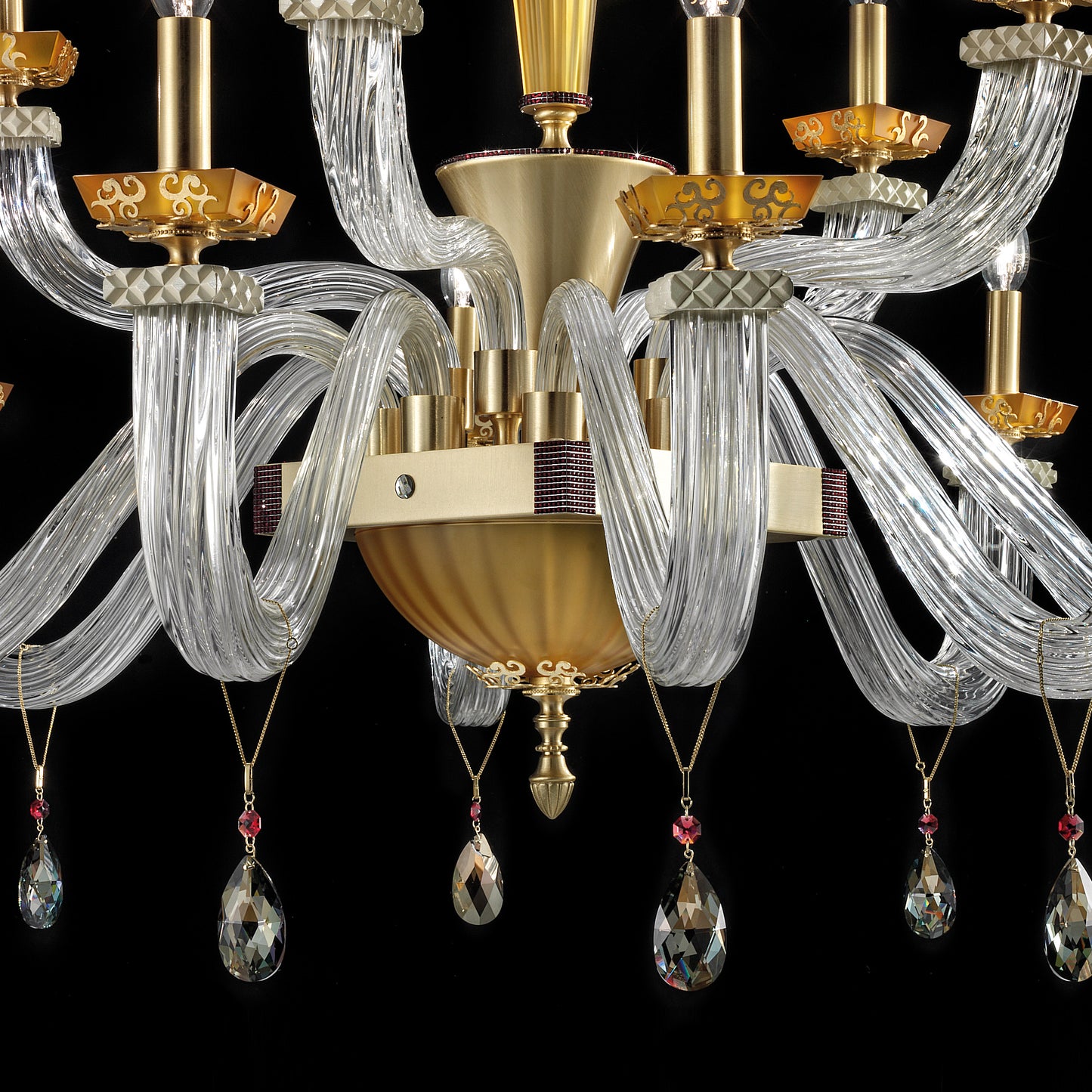 Elegant Amber Glass Chandelier