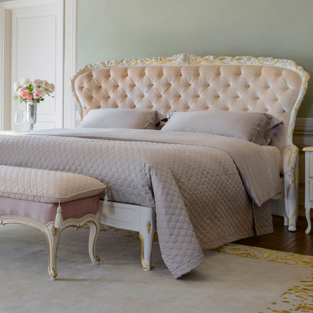 Elegant Button Upholstered Winged Bed