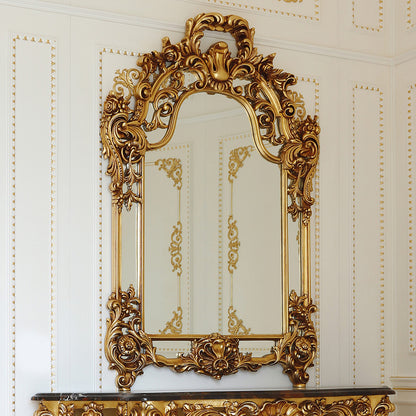 Elegant Italian Baroque Antique Gold Console And Mirror