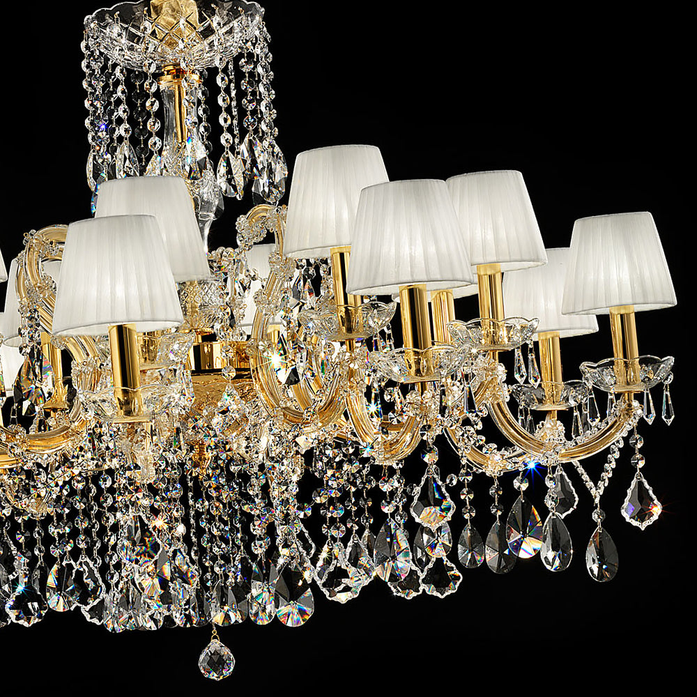 Elegant Italian Gold Plated Crystal Chandelier