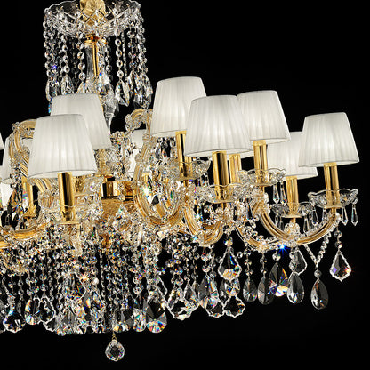 Elegant Italian Gold Plated Crystal Chandelier