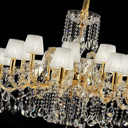 Elegant Italian Gold Plated Crystal Chandelier