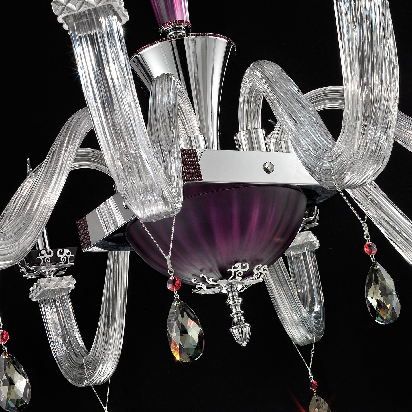 Elegant Large Amethyst Glass Chandelier