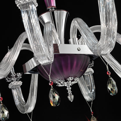 Elegant Large Amethyst Glass Chandelier