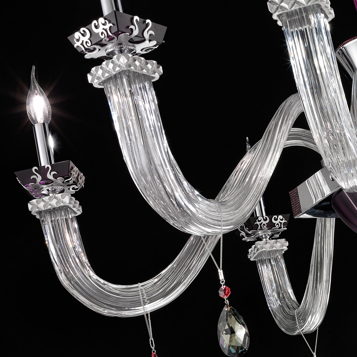 Elegant Large Amethyst Glass Chandelier