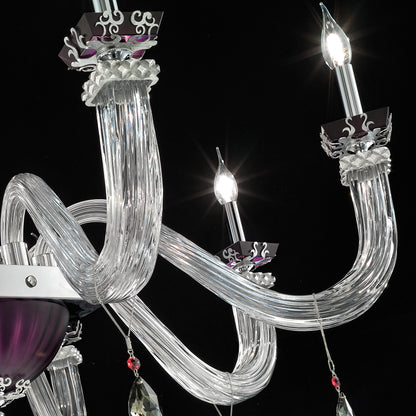 Elegant Large Amethyst Glass Chandelier