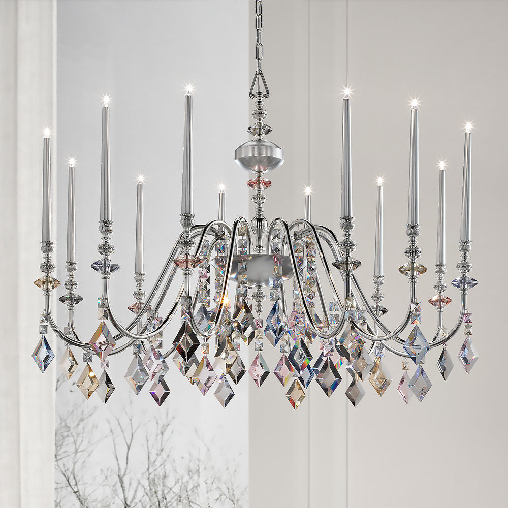 Elegant Modern Italian Silver Leaf Chandelier