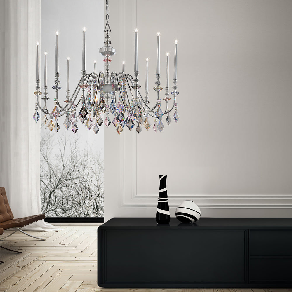 Elegant Modern Italian Silver Leaf Chandelier