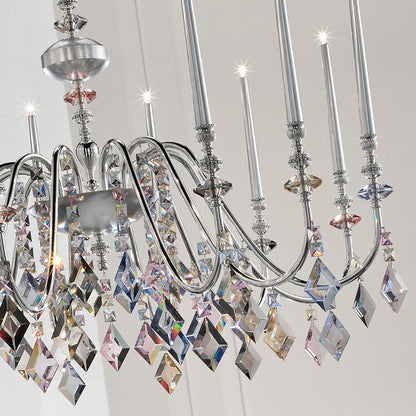 Elegant Modern Italian Silver Leaf Chandelier