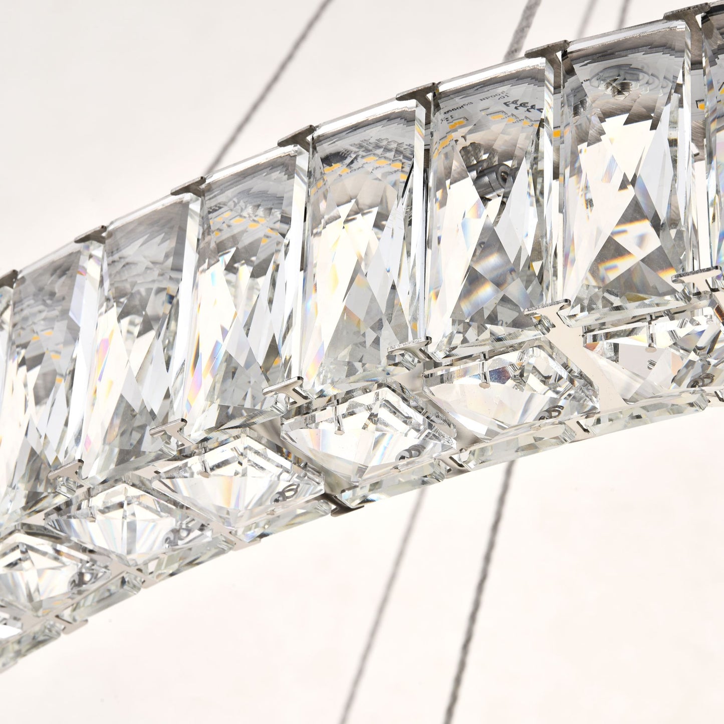 Elegant Monroe 42" Chrome 2-Tier Modern Crystal Ring LED Chandelier