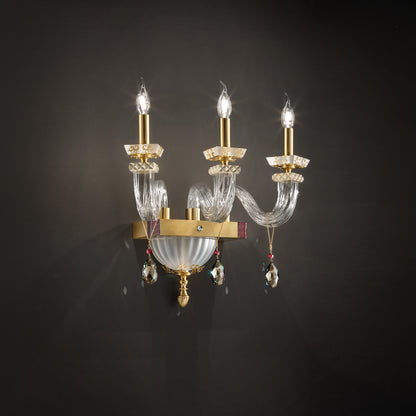 Elegant Triple Wall Light With Pendant Drops