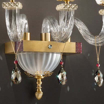 Elegant Triple Wall Light With Pendant Drops