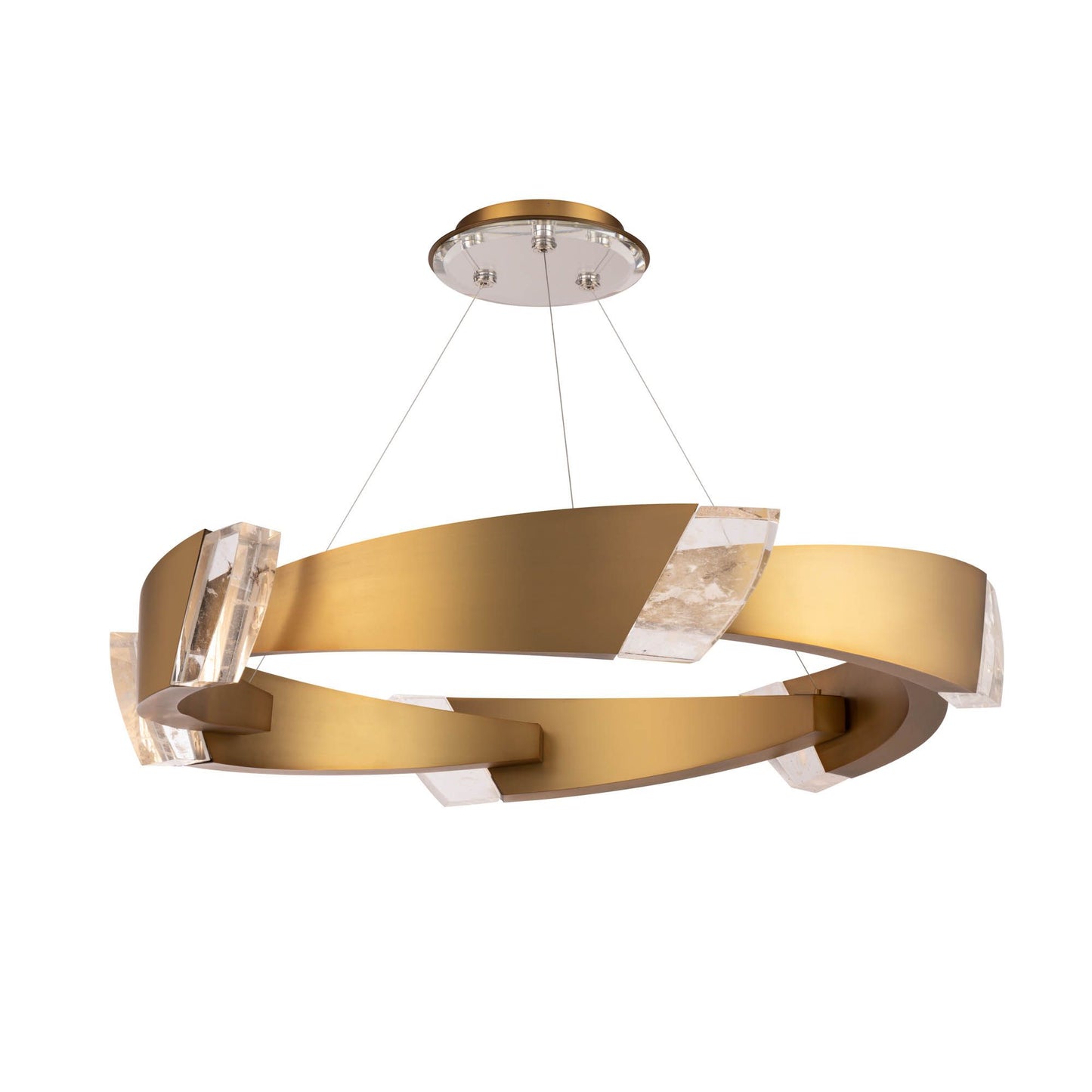 Embrace 6.6"H x 44.3"W 1-Light Crystal Pendant in Aged Brass