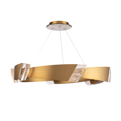 Embrace 6.6"H x 44.3"W 1-Light Crystal Pendant in Aged Brass