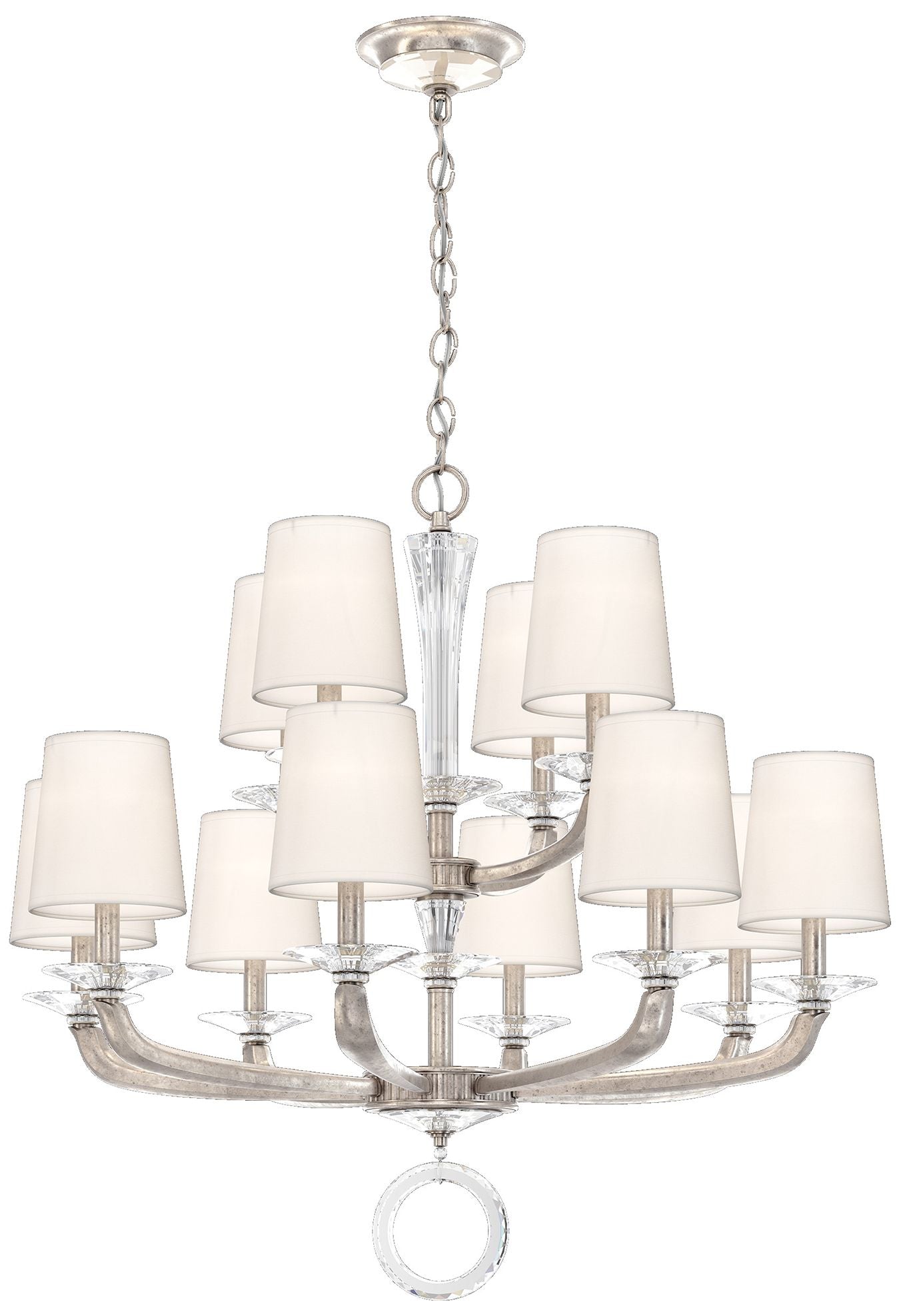 Emilea 31"H x 33.5"W 12-Light Crystal Chandelier in Antique Silve