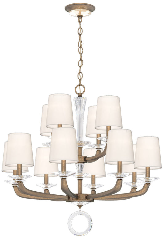 Emilea 31"H x 33.5"W 12-Light Crystal Chandelier in Etruscan Gold