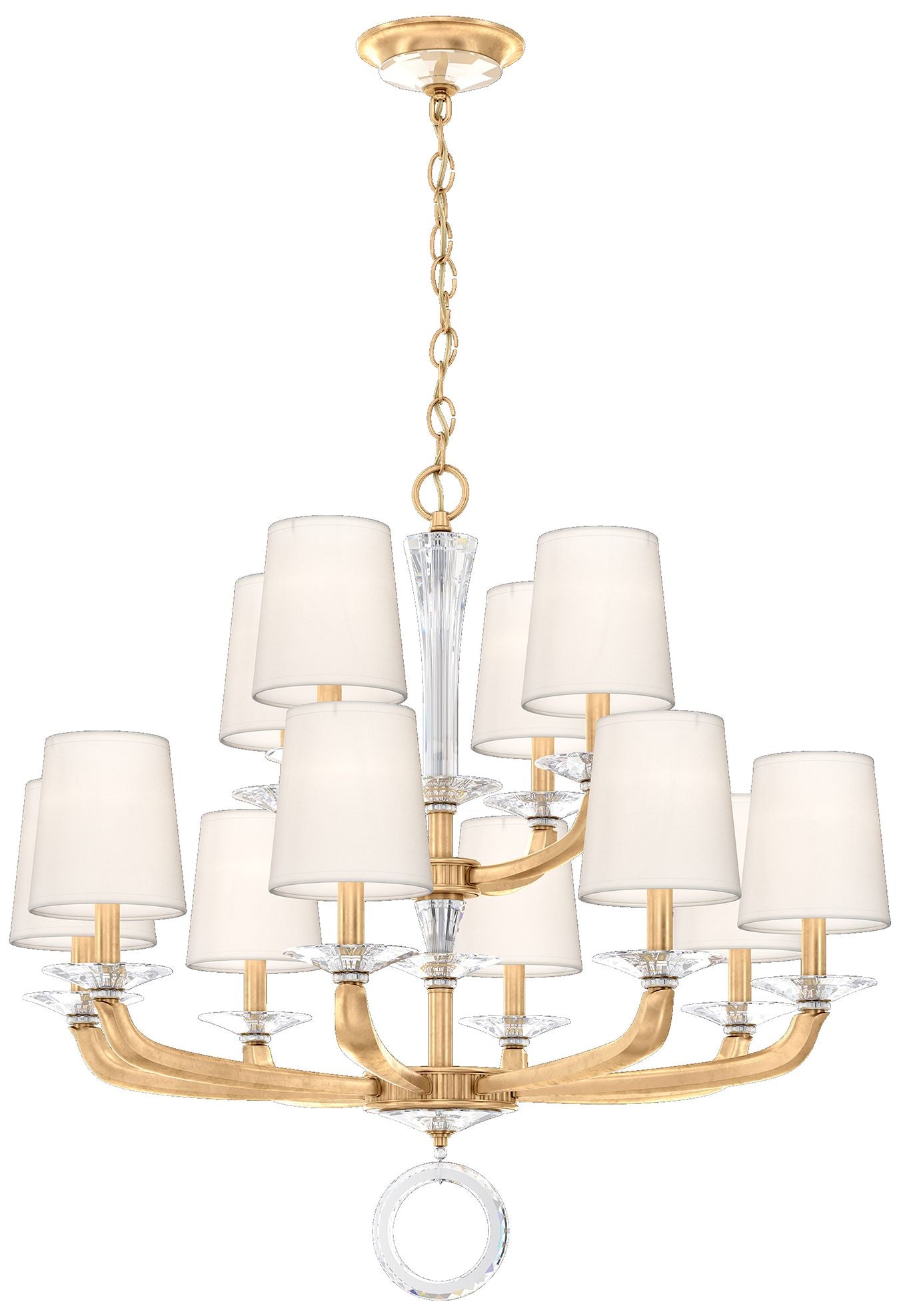 Emilea 31"H x 33.5"W 12-Light Crystal Chandelier in Heirloom Gold