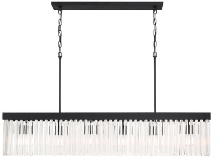 49"W Black Crystal 6-Light Forged Island Chandelier