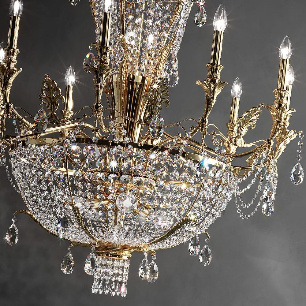 Empire Gold And Crystal Candle Chandelier