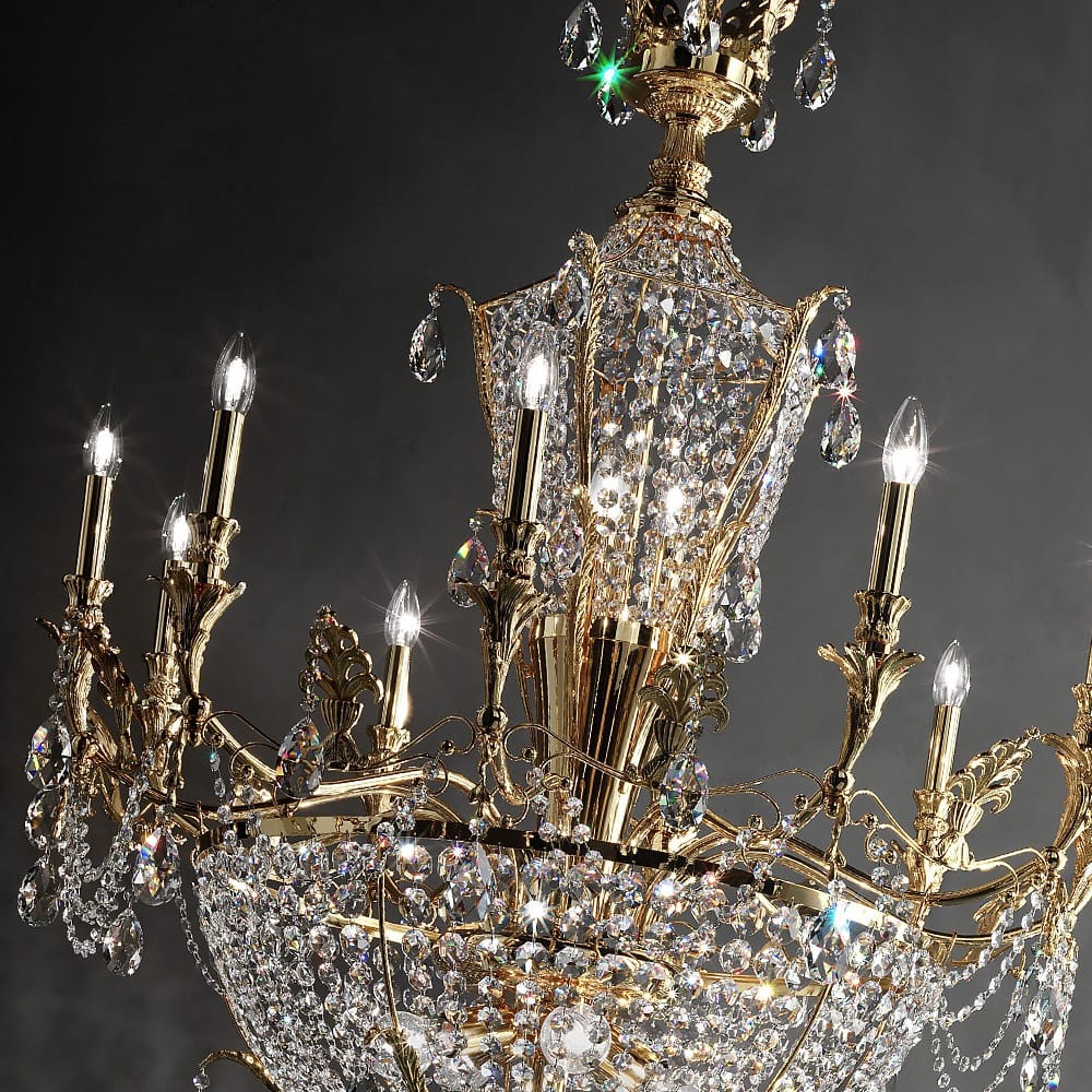 Empire Gold And Crystal Candle Chandelier