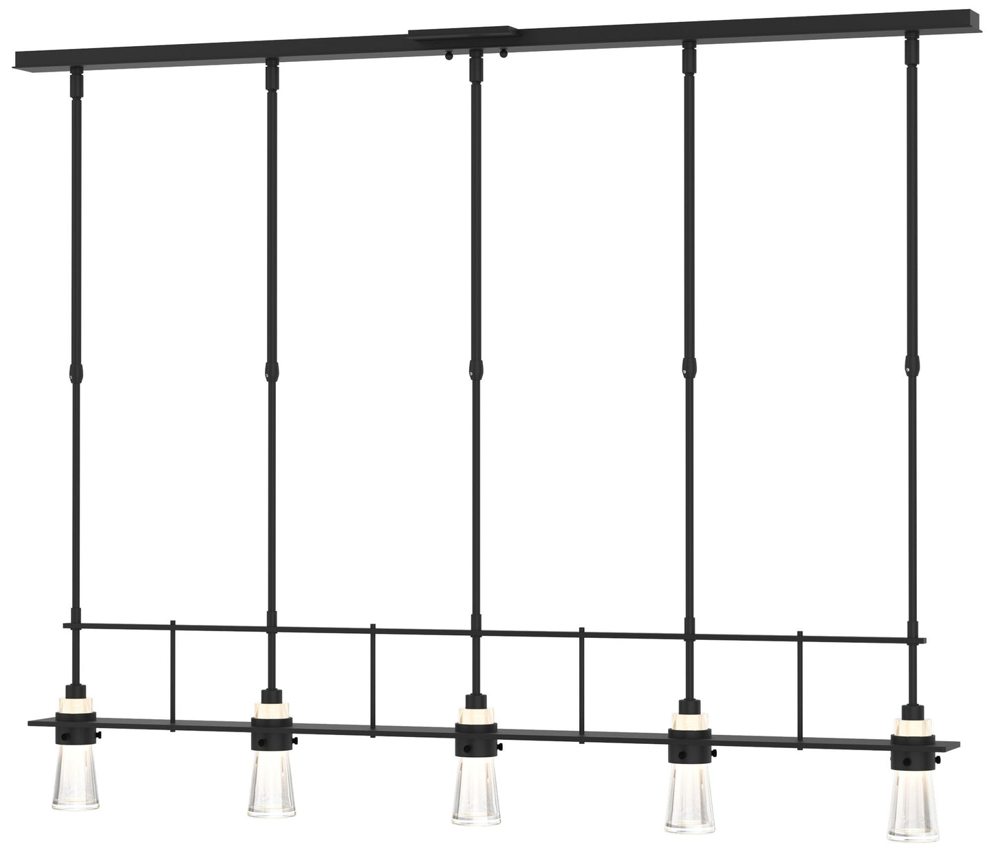 Erlenmeyer 48"W 5 Light Black Standard Pendant w/ Clear Glass Shade