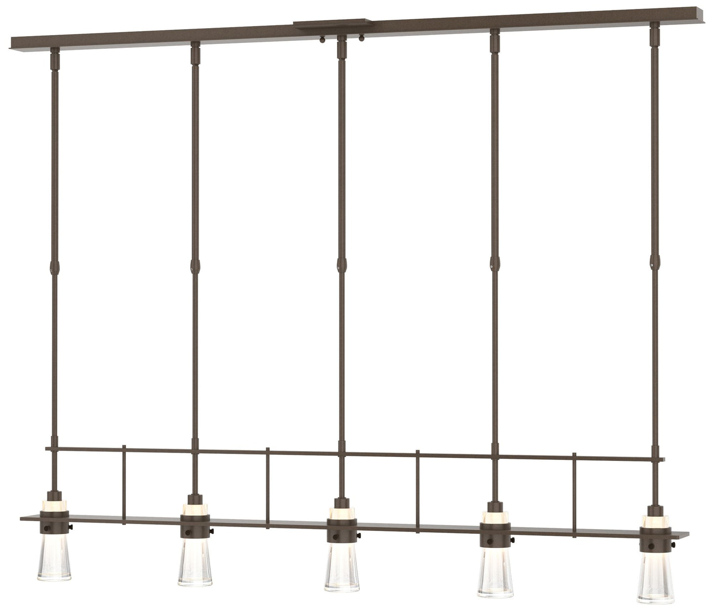 Erlenmeyer 48"W 5 Light Bronze Standard Pendant w/ Clear Glass Shade