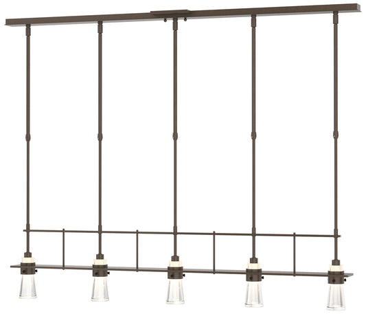 Erlenmeyer 48"W 5 Light Bronze Standard Pendant w/ Clear Glass Shade