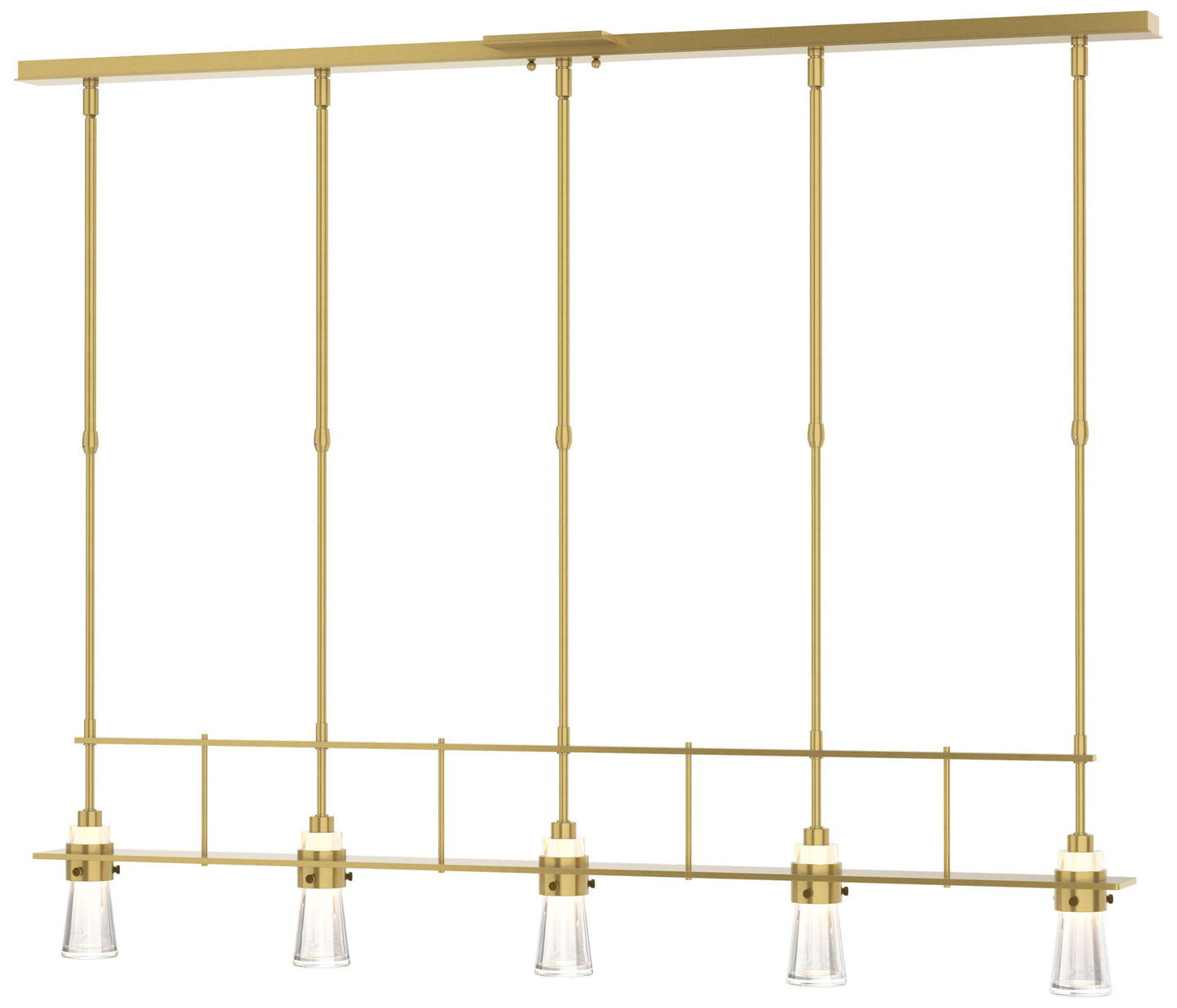 Erlenmeyer 48"W 5 Light Modern Brass Standard Pendant w/ Clear Glass S