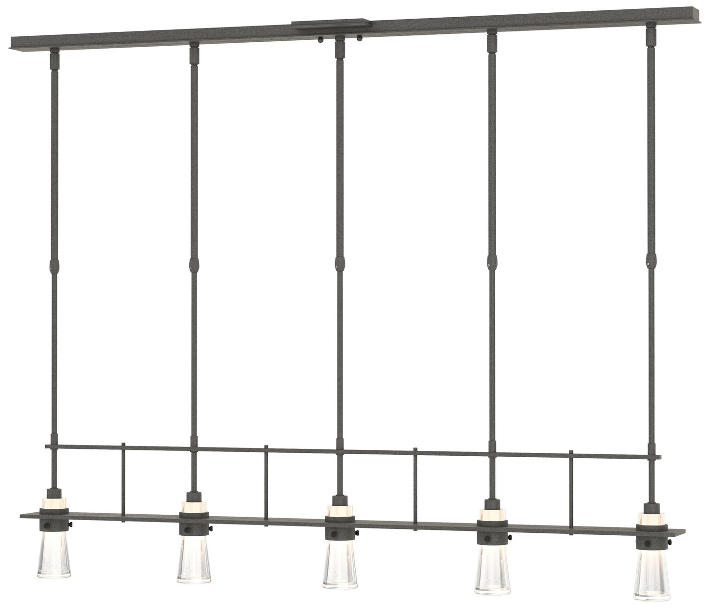 Erlenmeyer 48"W 5 Light Natural Iron Standard Pendant w/ Clear Glass S