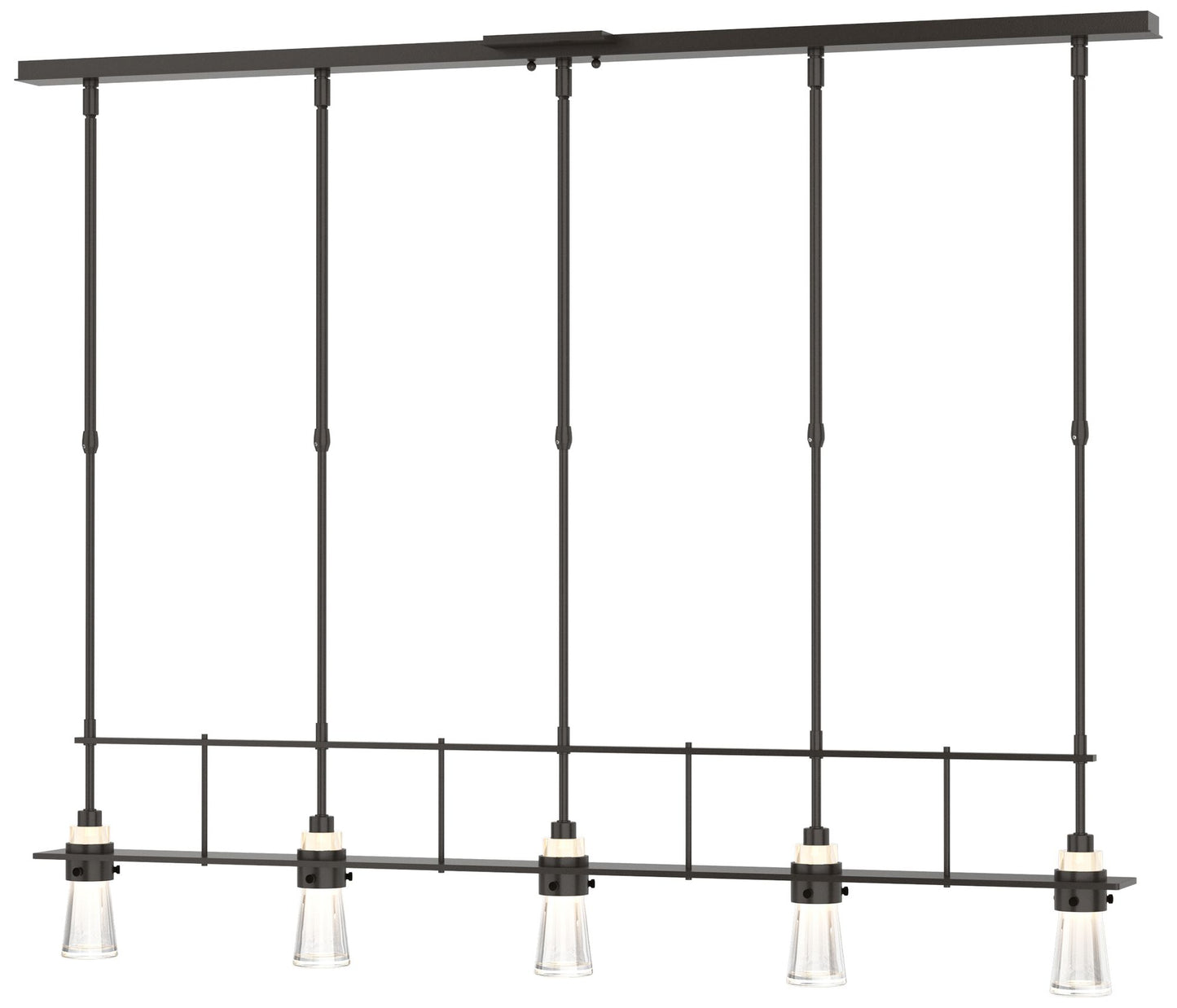 Erlenmeyer 48"W 5 Light Oil Rubbed Bronze Standard Pendant w/ Clear Sh