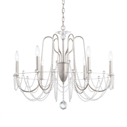 Esmery 24"H x 28"W 6-Light Crystal Chandelier in Antique Silver