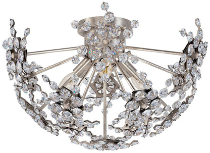 Esteracae 11"H x 18"W 3-Light Crystal Semi-Flush Mount in Antique
