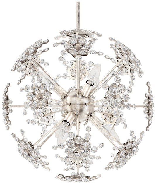 Esteracae 18"H x 18"W 6-Light Crystal Pendant in Antique Silver