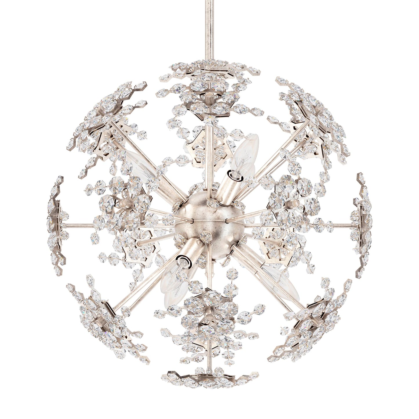 Esteracae 18"H x 18"W 6-Light Crystal Pendant in Antique Silver