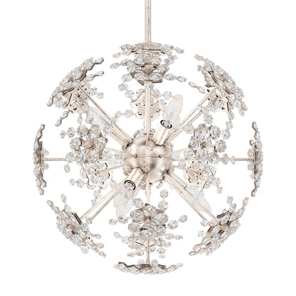 Esteracae 18"H x 18"W 6-Light Crystal Pendant in Antique Silver