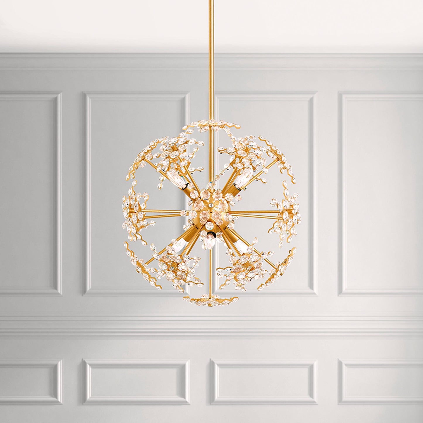 Esteracae 18"H x 18"W 6-Light Crystal Pendant in Heirloom Gold