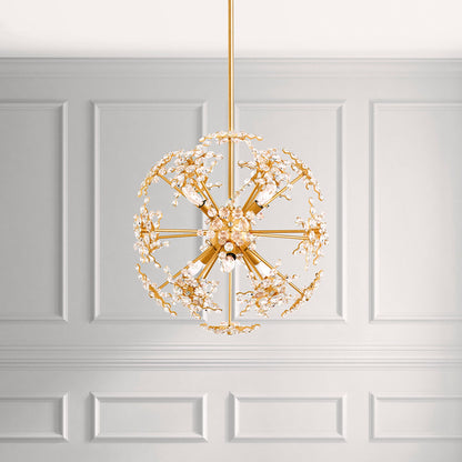 Esteracae 18"H x 18"W 6-Light Crystal Pendant in Heirloom Gold