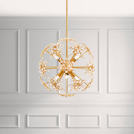 Esteracae 18"H x 18"W 6-Light Crystal Pendant in Heirloom Gold