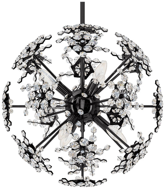 Esteracae 18"H x 18"W 6-Light Crystal Pendant in Jet Black