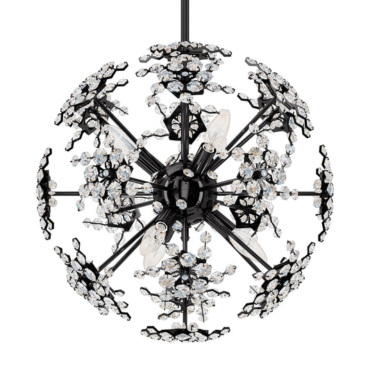 Esteracae 18"H x 18"W 6-Light Crystal Pendant in Jet Black