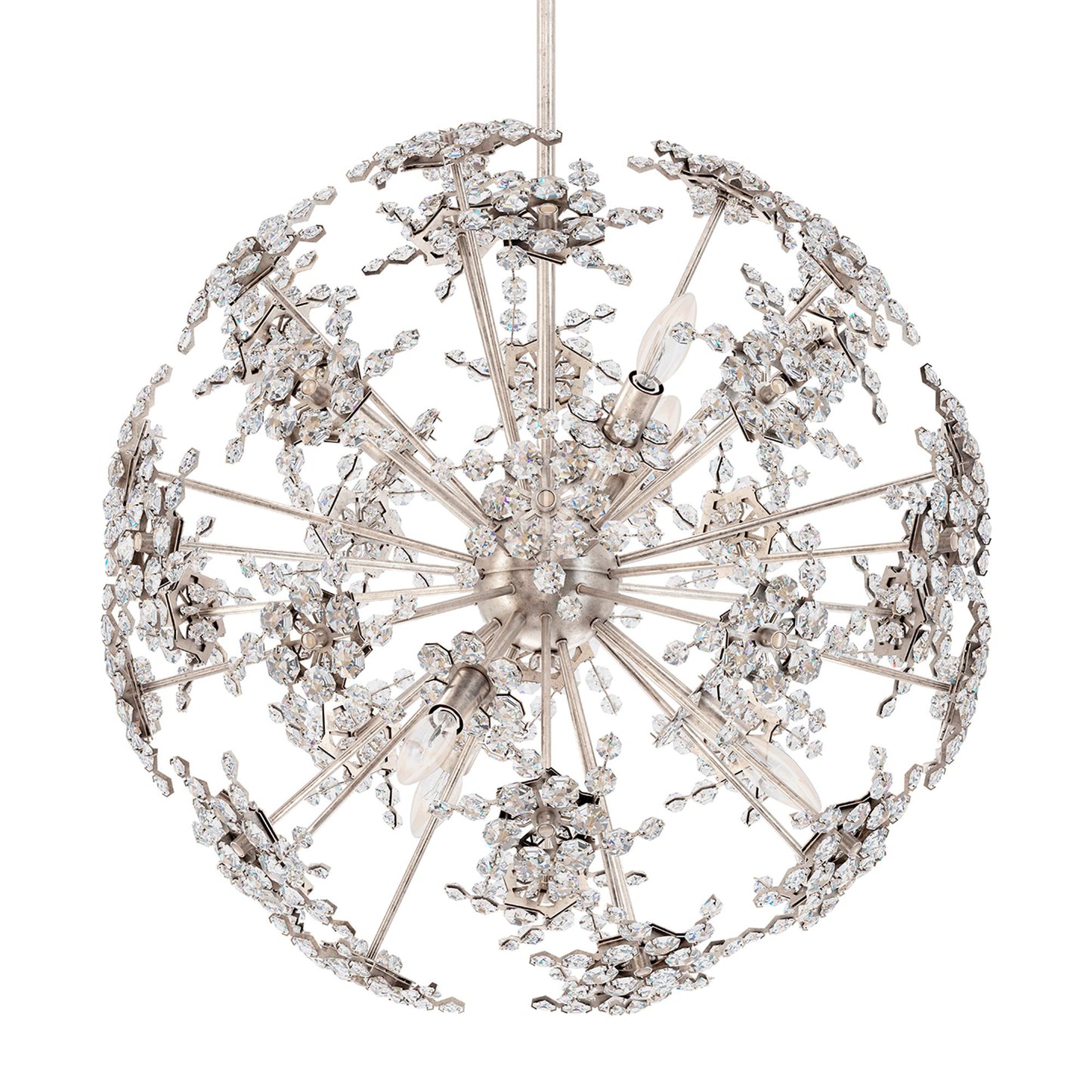 Esteracae 24"H x 24"W 6-Light Crystal Pendant in Antique Silver
