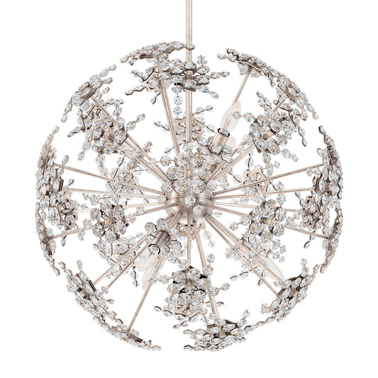 Esteracae 24"H x 24"W 6-Light Crystal Pendant in Antique Silver