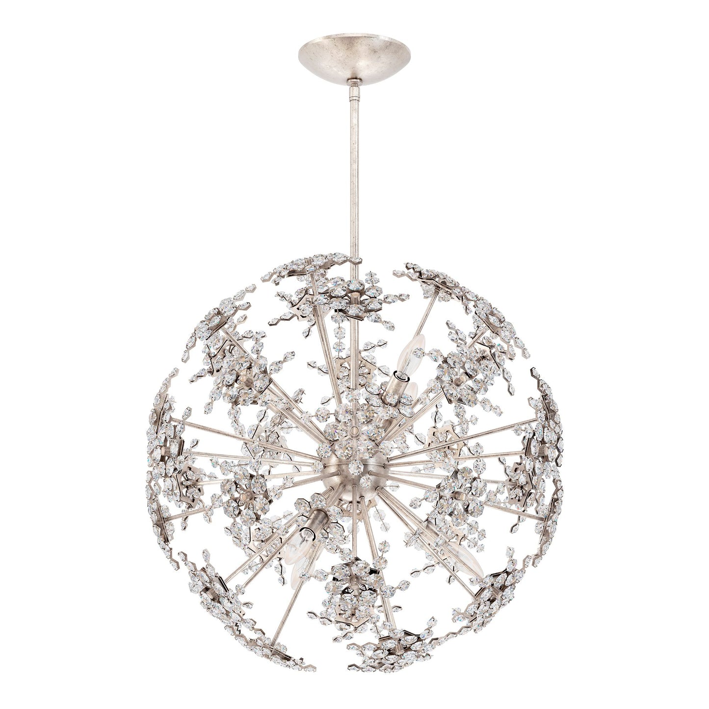 Esteracae 24"H x 24"W 6-Light Crystal Pendant in Antique Silver