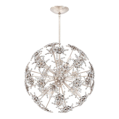 Esteracae 24"H x 24"W 6-Light Crystal Pendant in Antique Silver