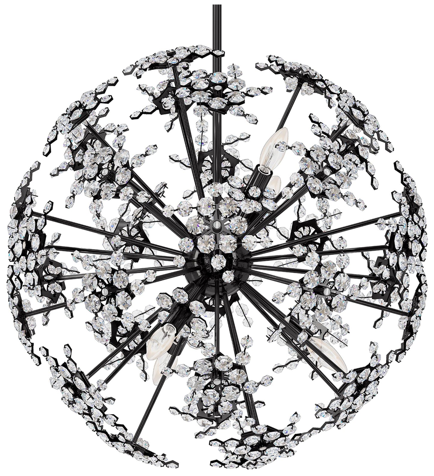 Esteracae 24"H x 24"W 6-Light Crystal Pendant in Jet Black