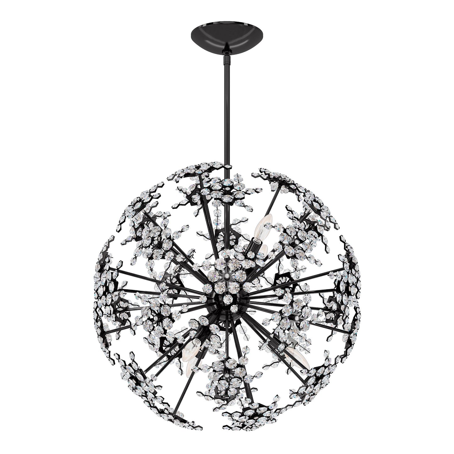Esteracae 24"H x 24"W 6-Light Crystal Pendant in Jet Black