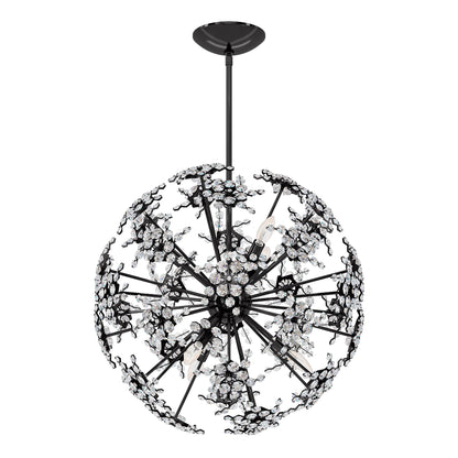 Esteracae 24"H x 24"W 6-Light Crystal Pendant in Jet Black