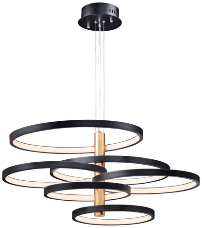 ET2 Hoopla 45 1/4"W Black and Gold 6-Light LED Pendant Light