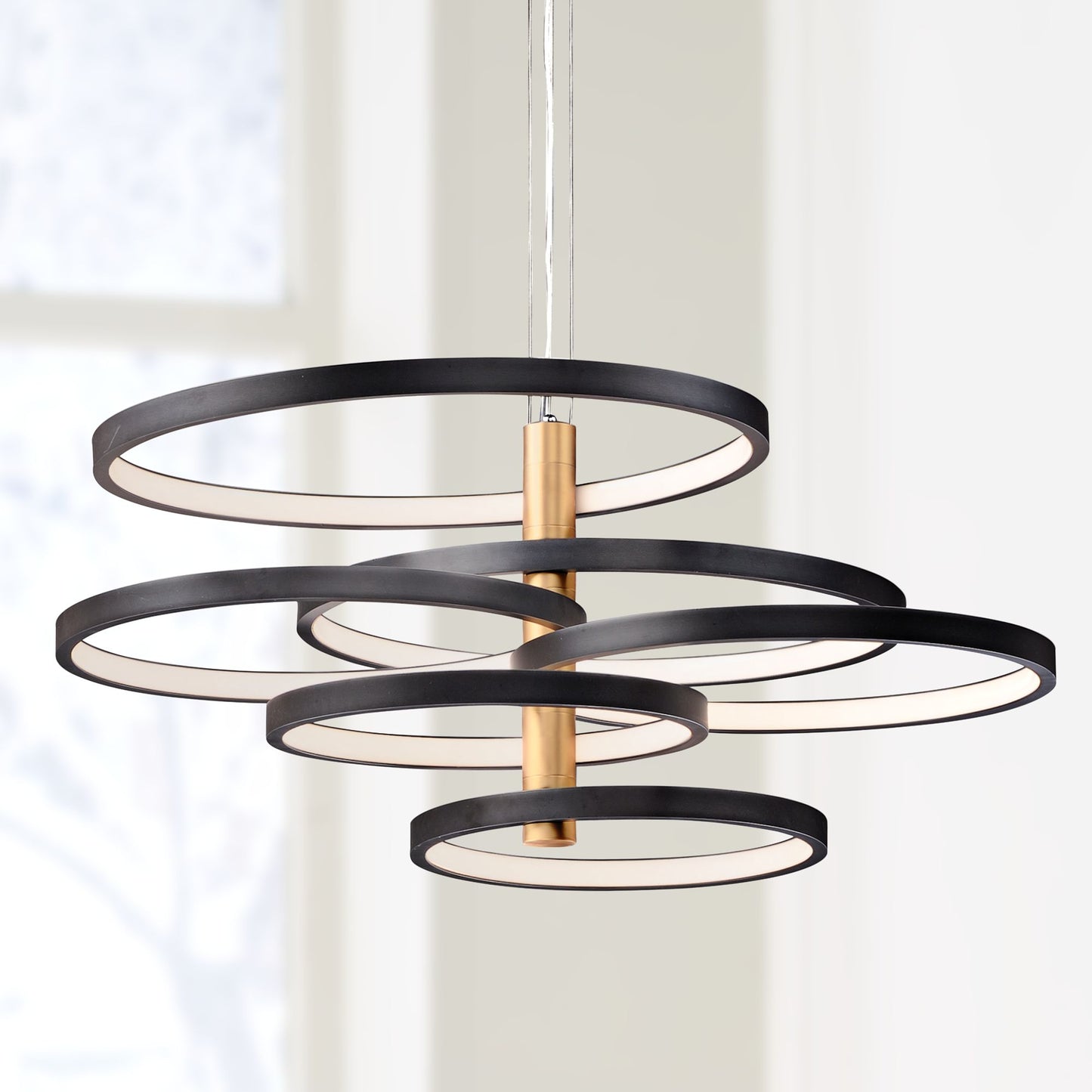 ET2 Hoopla 45 1/4"W Black and Gold 6-Light LED Pendant Light